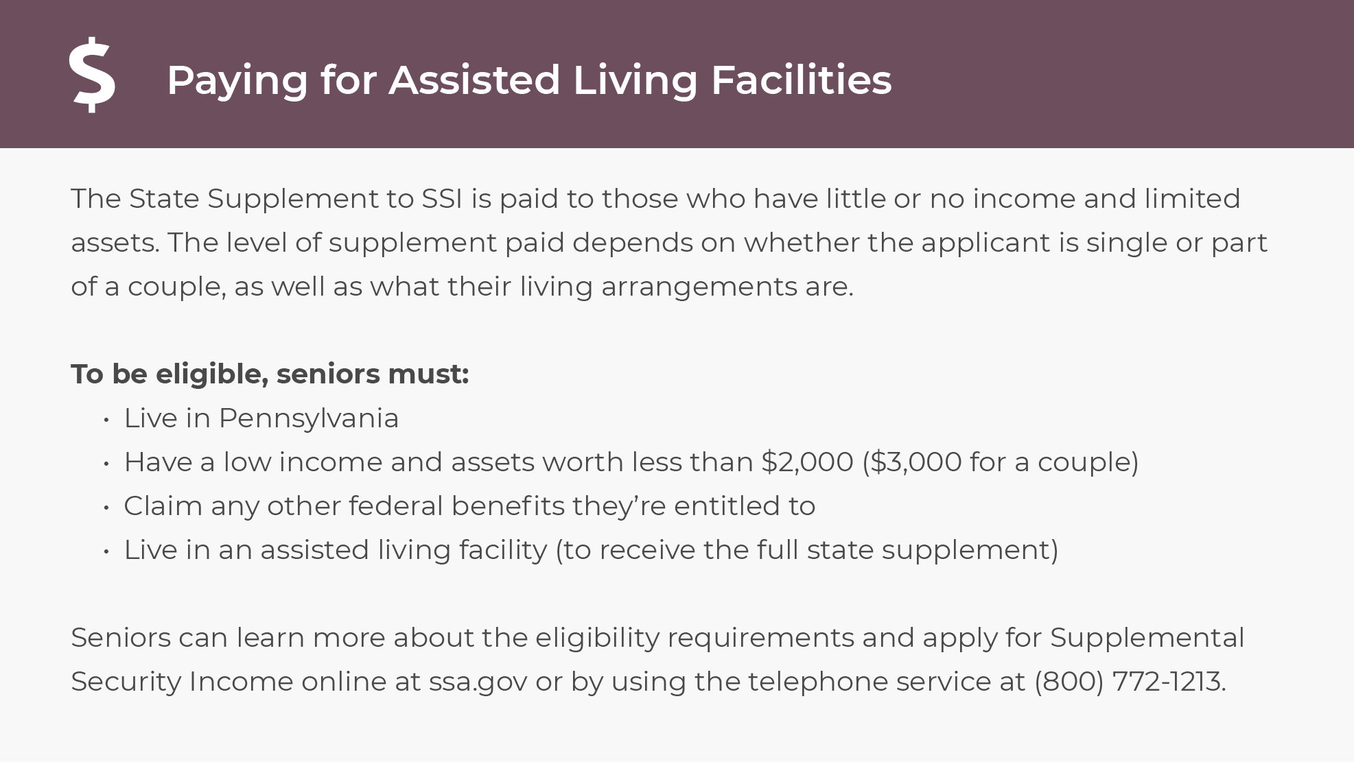 Paying for assisted living facilities