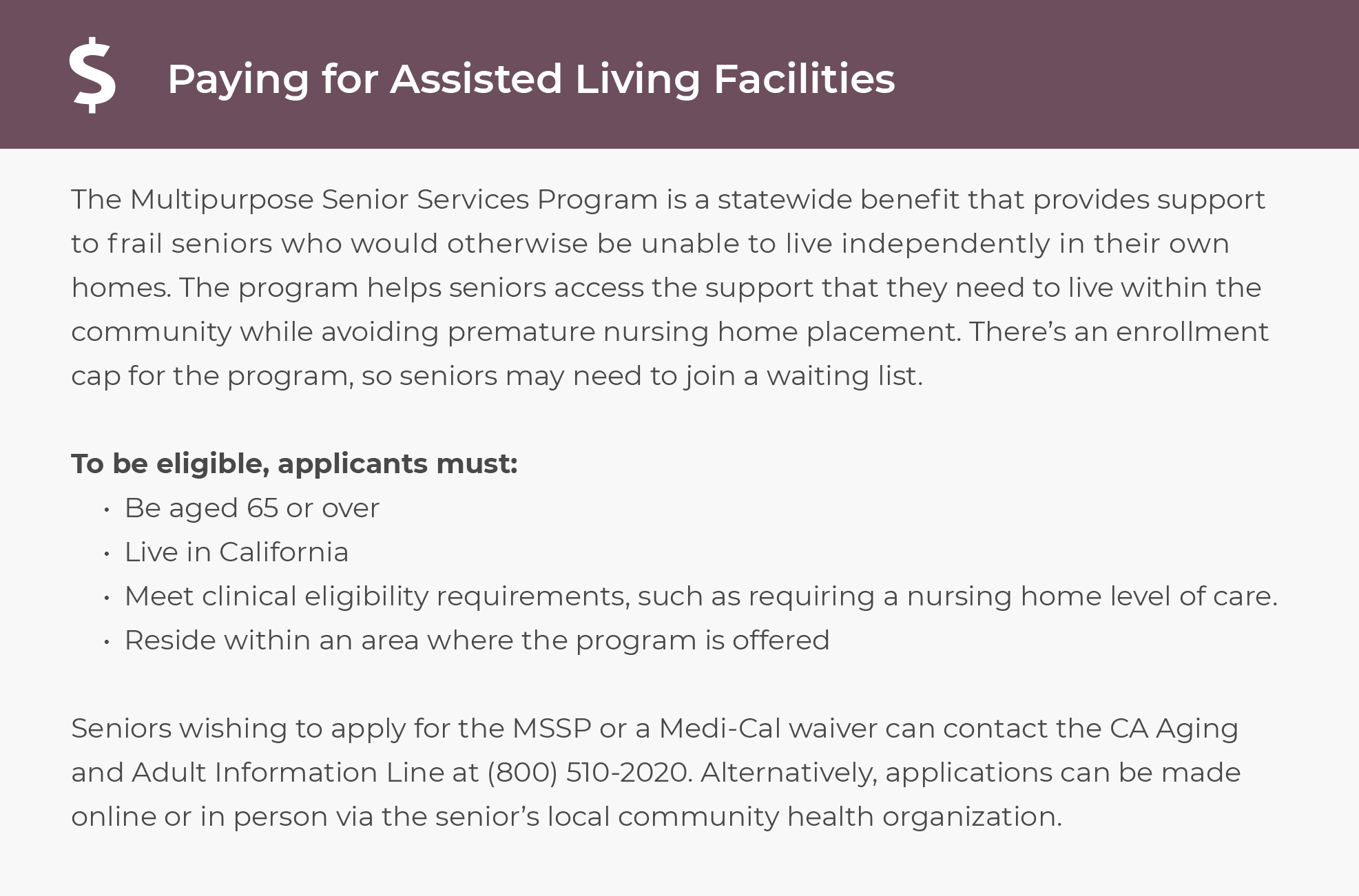 More ways to pay for assisted living in California