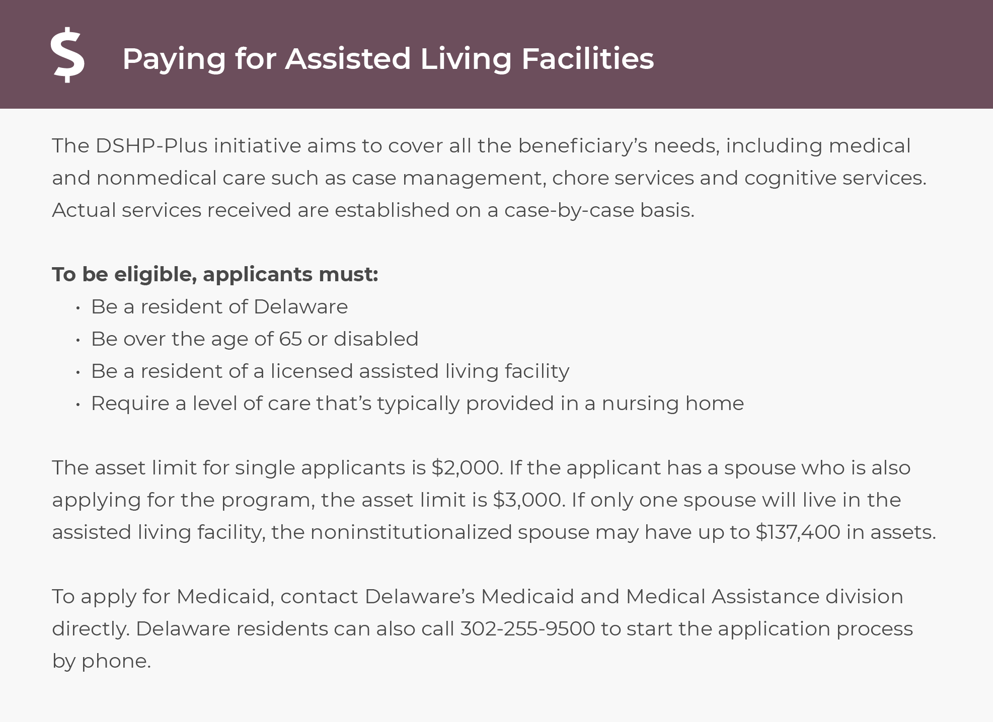 Paying for for Assisted Living in Delaware