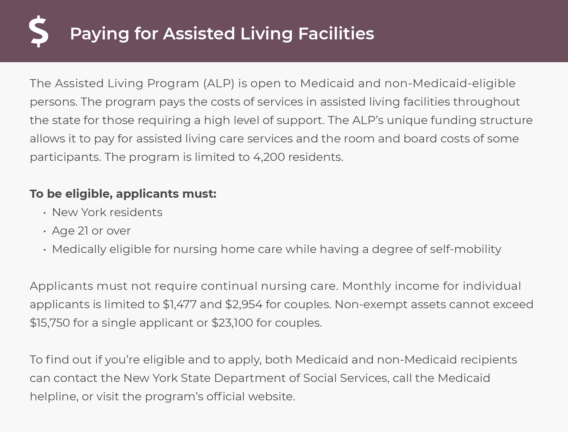 Paying for assisted living in New York