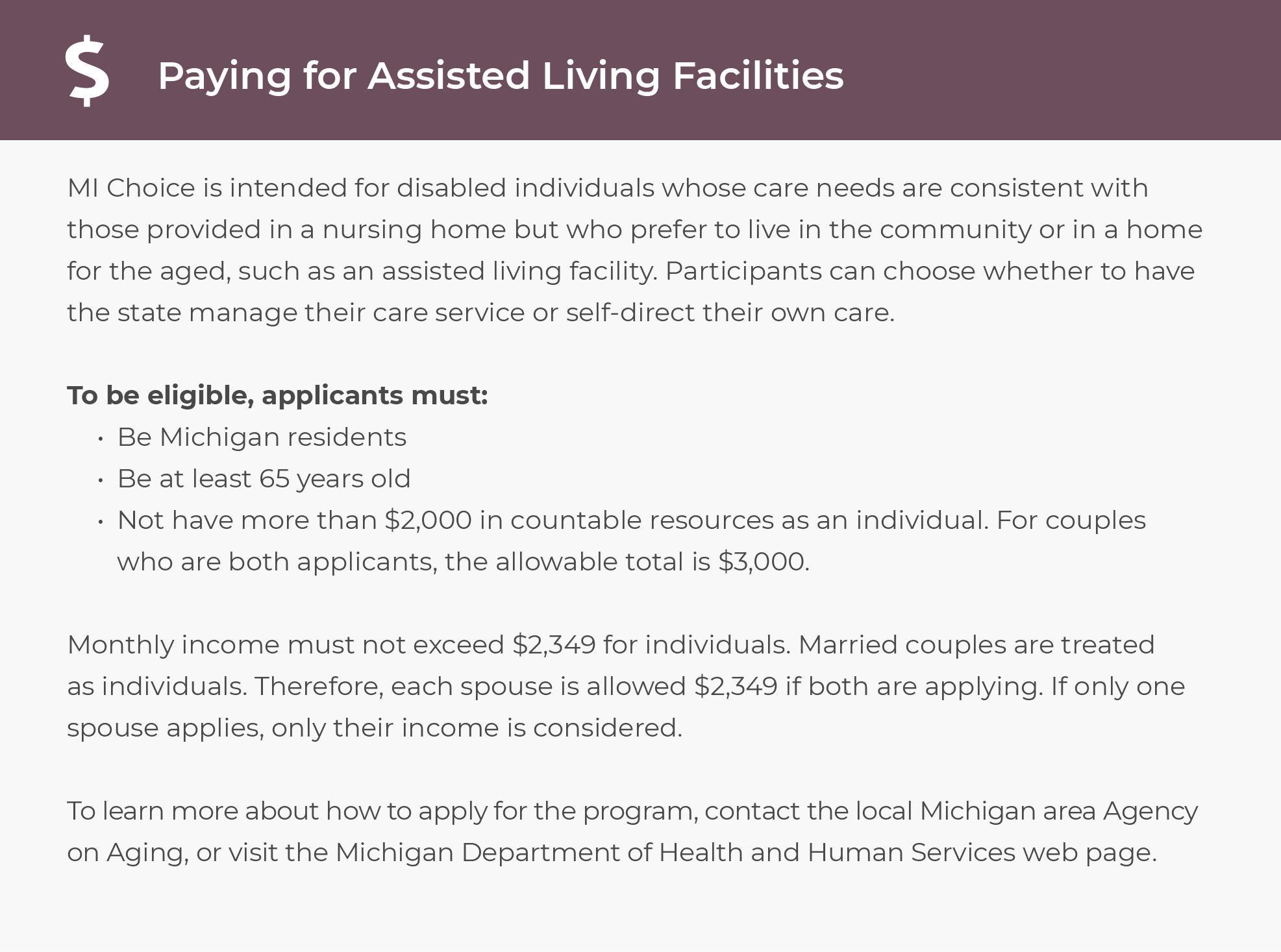 More ways to pay for Assisted Living in Michigan