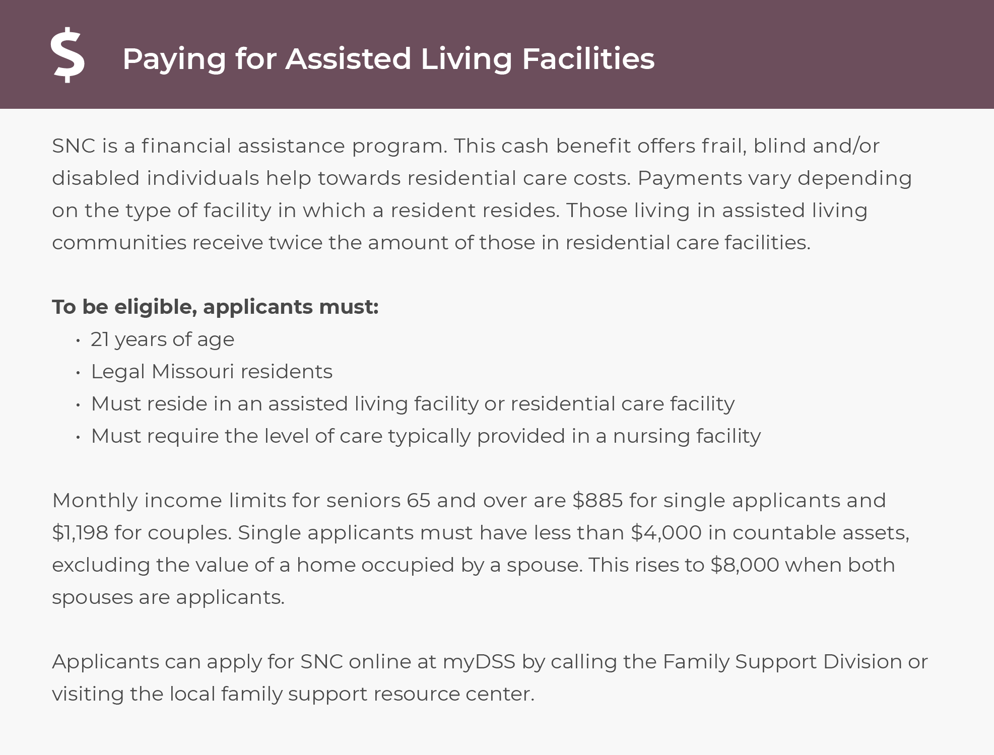 Paying for assisted living in Missouri