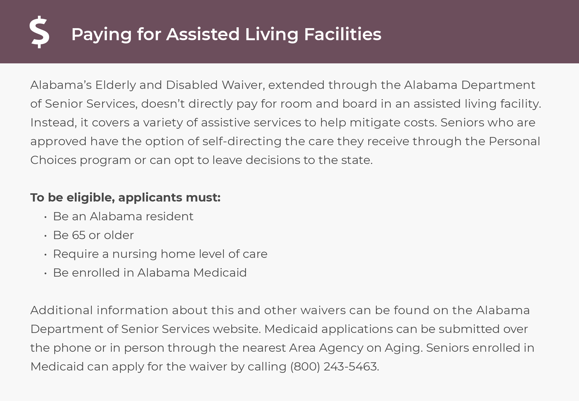 Paying for Assisted Living in Alabama