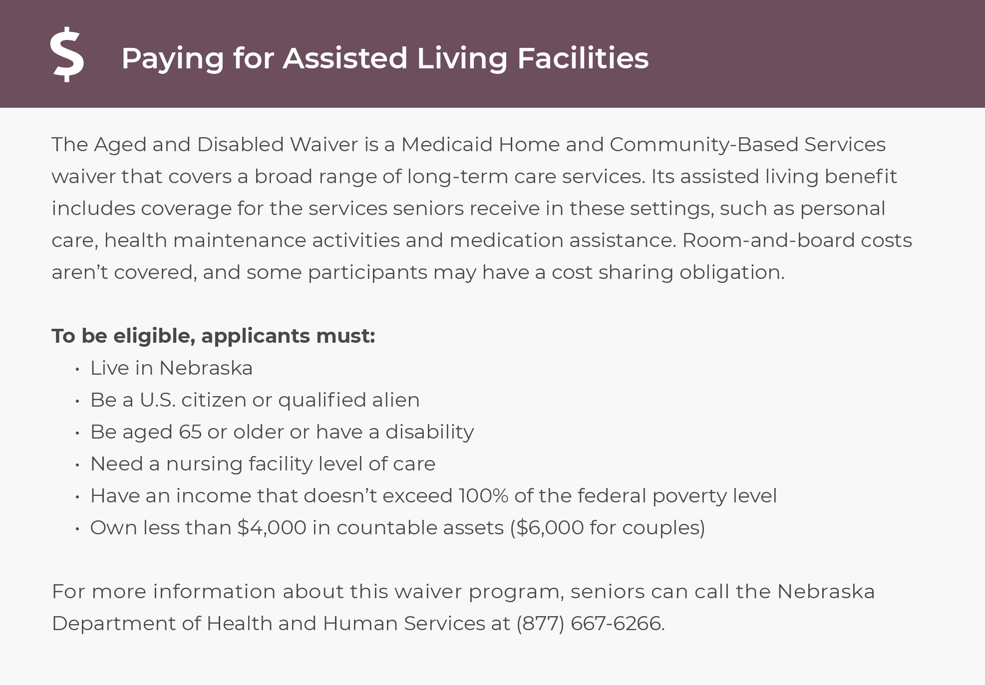 Paying for assisted living in Nebraska