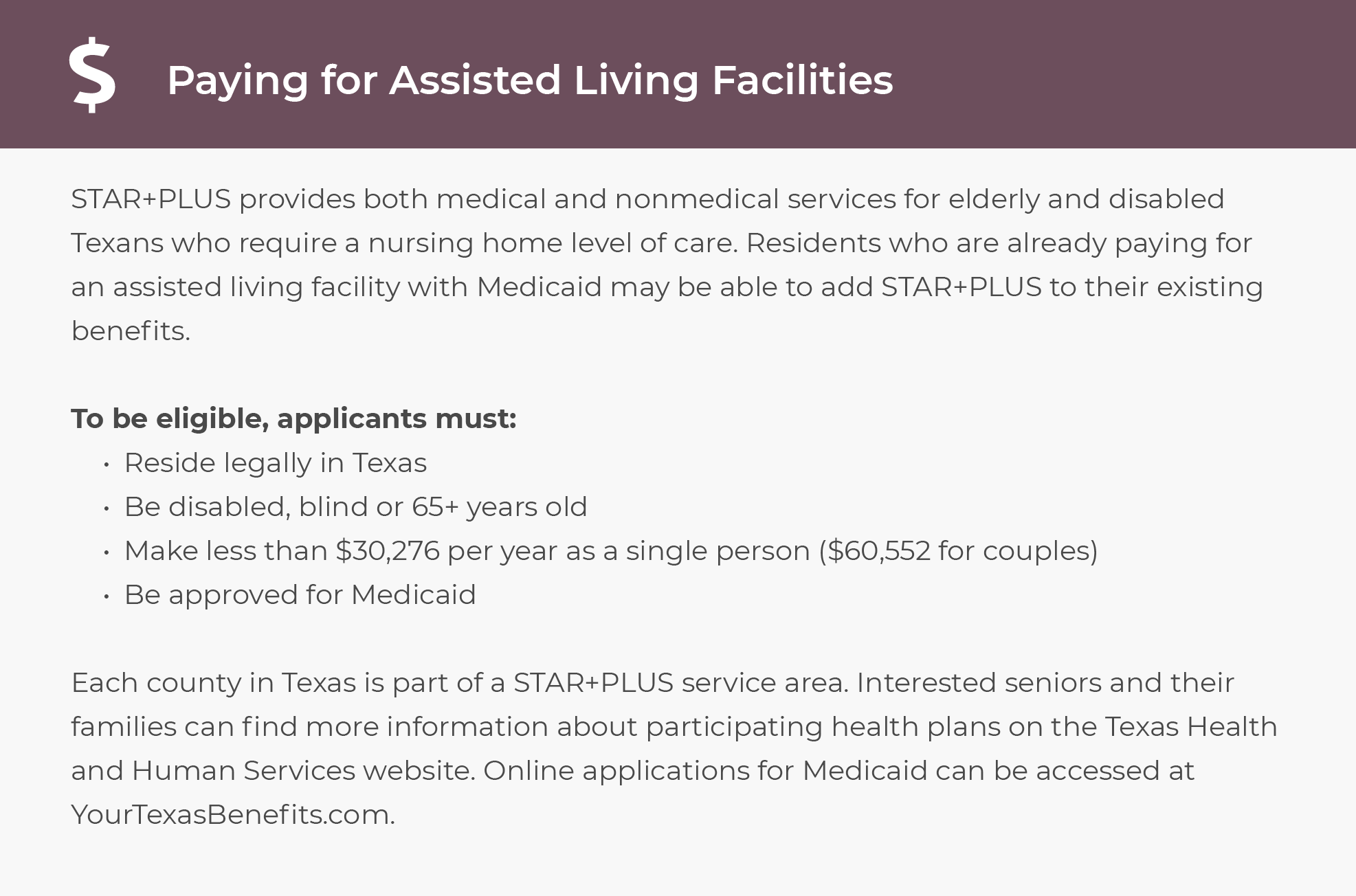 Paying for assisted living facilities in Texas
